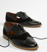 ASOS DESIGN - Milton - Chaussures richelieu en cuir plates à découpes - Noir
