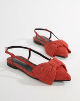 Custommade - Chaussures plates en daim avec bride arrière et nœud - Rouge