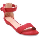 Sandales La Modeuse Sandales compensées rouges à détail noeud