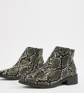New Look - Bottines plates larges - Serpent - Blanc