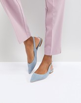 Dune - London - Chaussures plates en daim avec détail en cristal - Bleu barbeau - Bleu
