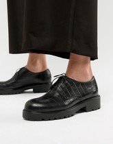 Vagabond - Kenova - Chaussures à lacets en cuir imitation croco - Noir