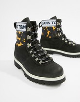 Tommy Jeans - Bottes de randonnée à motif camouflage - Jaune/bleu marine/vert/noir - Noir