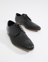 ASOS DESIGN - Chaussures à lacets avec détail tressé - Cuir noir - Noir