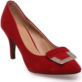 Chaussures escarpins La Modeuse Escarpins en suédine rouges avec boucle à strass