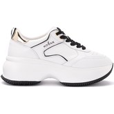 Chaussures Hogan Baskets H435 Maxi I en cuir blanc et talon doré