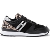 Chaussures Hogan Sneaker R261 in pelle e suede nera con dettagli animalier