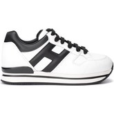 Chaussures Hogan Sneaker H222 in pelle bianca con H e tallone in pelle nera