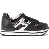 Chaussures Hogan Sneaker H222 in pelle nera e paillettes