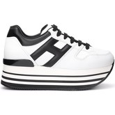 Chaussures Hogan Sneaker Maxi H222 in pelle bianca con H e tallone in pelle nera