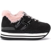 Chaussures Hogan Sneaker Maxi H222 in nabuk nero con ecopelliccia rosa