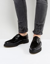 ASOS - Chaussures à lacets en cuir avec semelle façon creeper - Noir - Noir