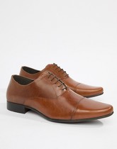 ASOS DESIGN - Chaussures Oxford pointure large en cuir à bout renforcé - Fauve - Fauve