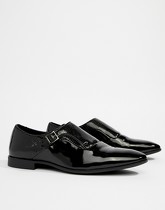 ASOS DESIGN - Chaussures derby en similicuir verni avec détail en relief - Noir - Noir