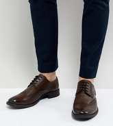 Frank Wright - Chaussures richelieu pointure large en cuir - Marron - Marron
