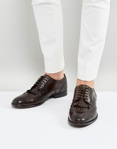 Base London - Bartley - Chaussures richelieu en cuir avec franges - Marron