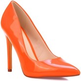 Chaussures escarpins La Modeuse Escarpins vernis orange fluo à talon aiguille