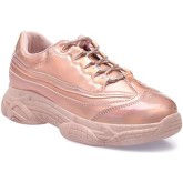 Chaussures La Modeuse Baskets running holographiques doré rose