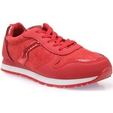 Chaussures La Modeuse Baskets rouges en suédine à détails brillants