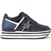 Chaussures Hogan Sneaker H438 in pelle color blu notte