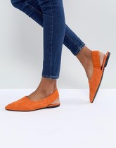 Vagabond - Katlin - Chaussures plates pointues à bride arrière en daim - Orange - Orange