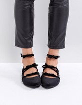New Look - Chaussures plates pointues avec bride en velours multicolore - Noir