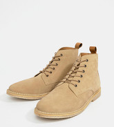 ASOS DESIGN - Desert boots pointure large en daim avec détail en cuir - Taupe - Taupe
