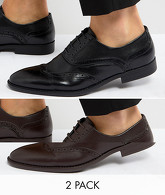 ASOS - Lot de 2 chaussures richelieu - Noir et marron - ÉCONOMIE - Multi