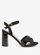 Sandales en simili cuir noir Serena - Pointure large