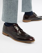 ASOS DESIGN - Chaussures richelieu en cuir avec semelle naturelle - Bordeaux - Rouge