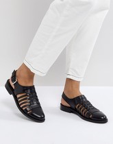 ASOS - MARYLEBONE - Chaussures plates tissées en cuir - Noir