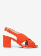 Wide fit Orange 'Simone' Heeled Sandals