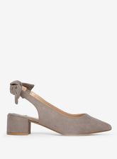 Widefit Grey 'Gossip' Bow Court Shoes