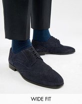 KG By Kurt Geiger - Chaussures richelieu larges en daim - Bleu marine - Bleu