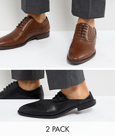 ASOS - Lot de 2 paires de chaussures à lacets - Noir et fauve - ÉCONOMIE - Multi