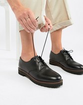 ASOS DESIGN - Mystify - Chaussures plates en cuir à lacets - Noir