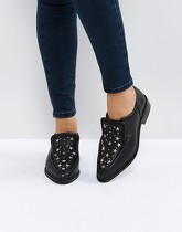 Sol Sana - Nancy - Chaussures plates en cuir avec clous en forme d'étoile - Noir - Noir