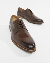 ASOS DESIGN - Chaussures à lacets avec semelle naturelle - Cuir marron - Marron