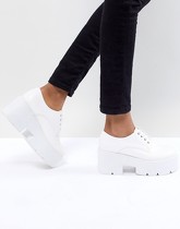 ASOS DESIGN - Mega - Chaussures à lacets et gros talons hauts - Blanc