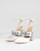 Be Mine - Lucid - Chaussures de mariée ornementées en satin à talons - Ivoire - Blanc