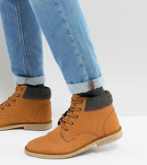ASOS - Desert boots pointure large en cuir style worker - Fauve - Fauve