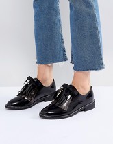 ASOS - MONDAY - Chaussures plates en cuir - Noir