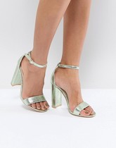 Glamorous - Sandales minimalistes à gros talons - Vert métallisé - Bleu