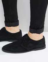 ASOS DESIGN - Chaussures derby - Daim noir avec bordure passepoilée - Noir
