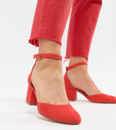 London Rebel - Chaussures larges à talons carrés mi-hauts - Rouge