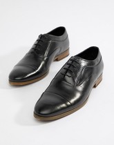 ASOS DESIGN - Chaussures à lacets avec semelle naturelle - Cuir noir - Noir