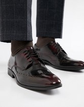 ASOS DESIGN - Chaussures richelieu en cuir - Bordeaux - Rouge