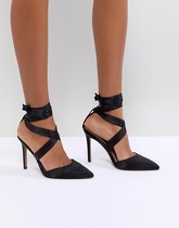 ASOS - PINOT - Chaussures à talons avec lacets en satin - Noir