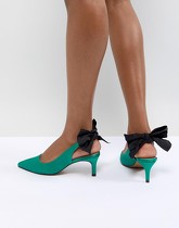 ASOS DESIGN - Sorroco - Chaussures à bride arrière avec nœud et petit talon - Vert