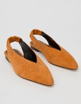 Gestuz - Chaussures plates en daim à bride arrière - Fauve - Orange